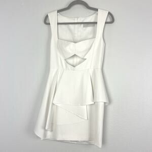 Michelle Mason | White Cutout Mini Dress Cutout Ruffle Bride Bridal Shower Small
